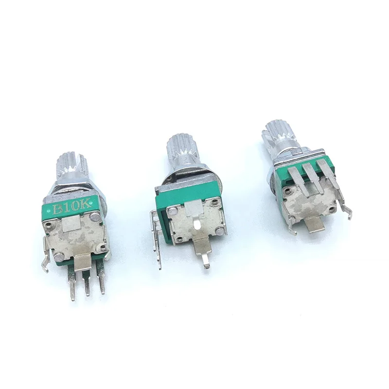 R097 Precision Potentiometer Vertical bent foot single channel B10K B100K plum shaft 15mm 2 pcs