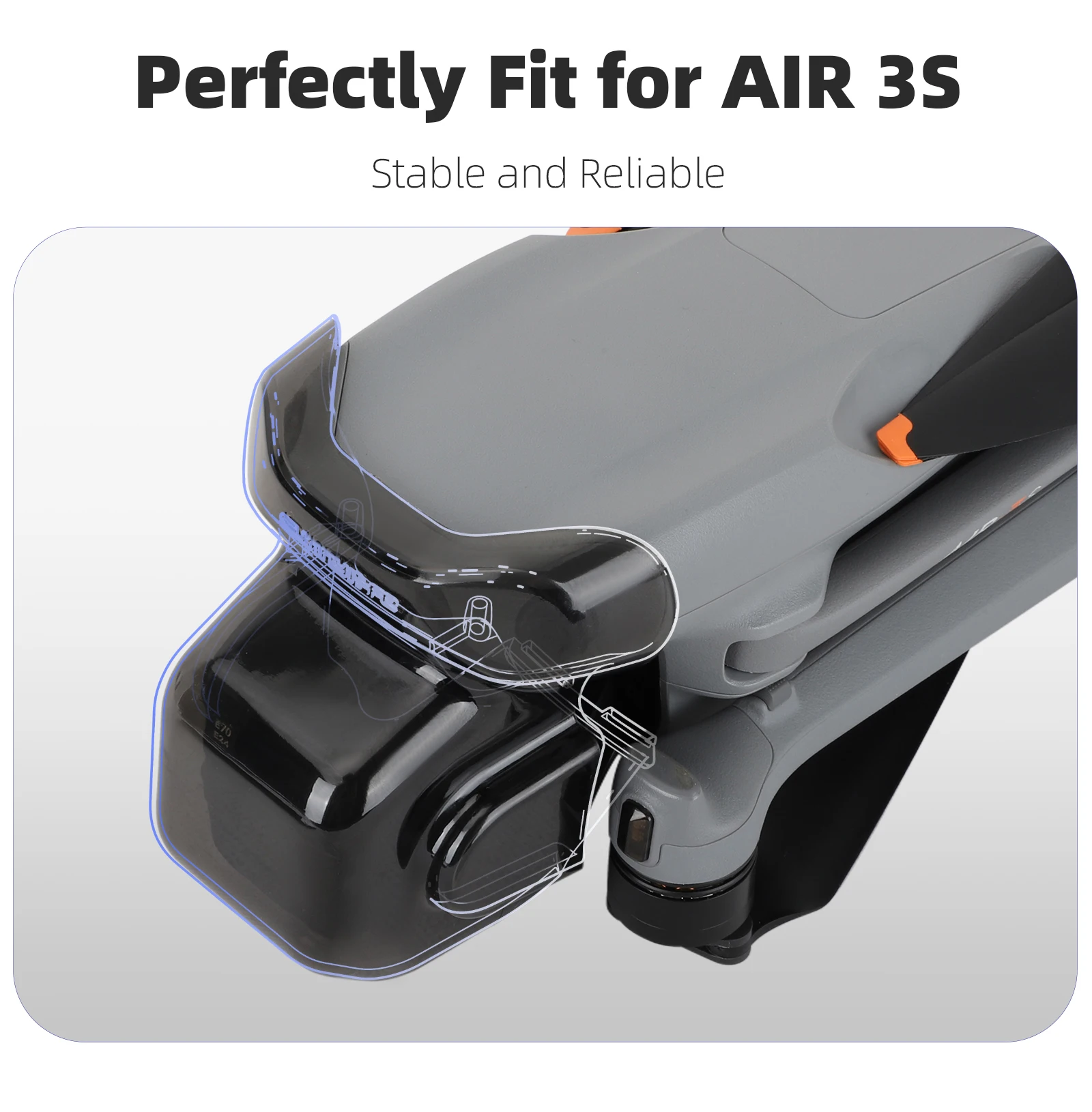 Description Picture 6 of itemIntegrated Gimbal Protector Cap for DJI Air 3s Gimbal Sensor Integrated Protective Cover Lens Cap for Air 3s Drone Accessories