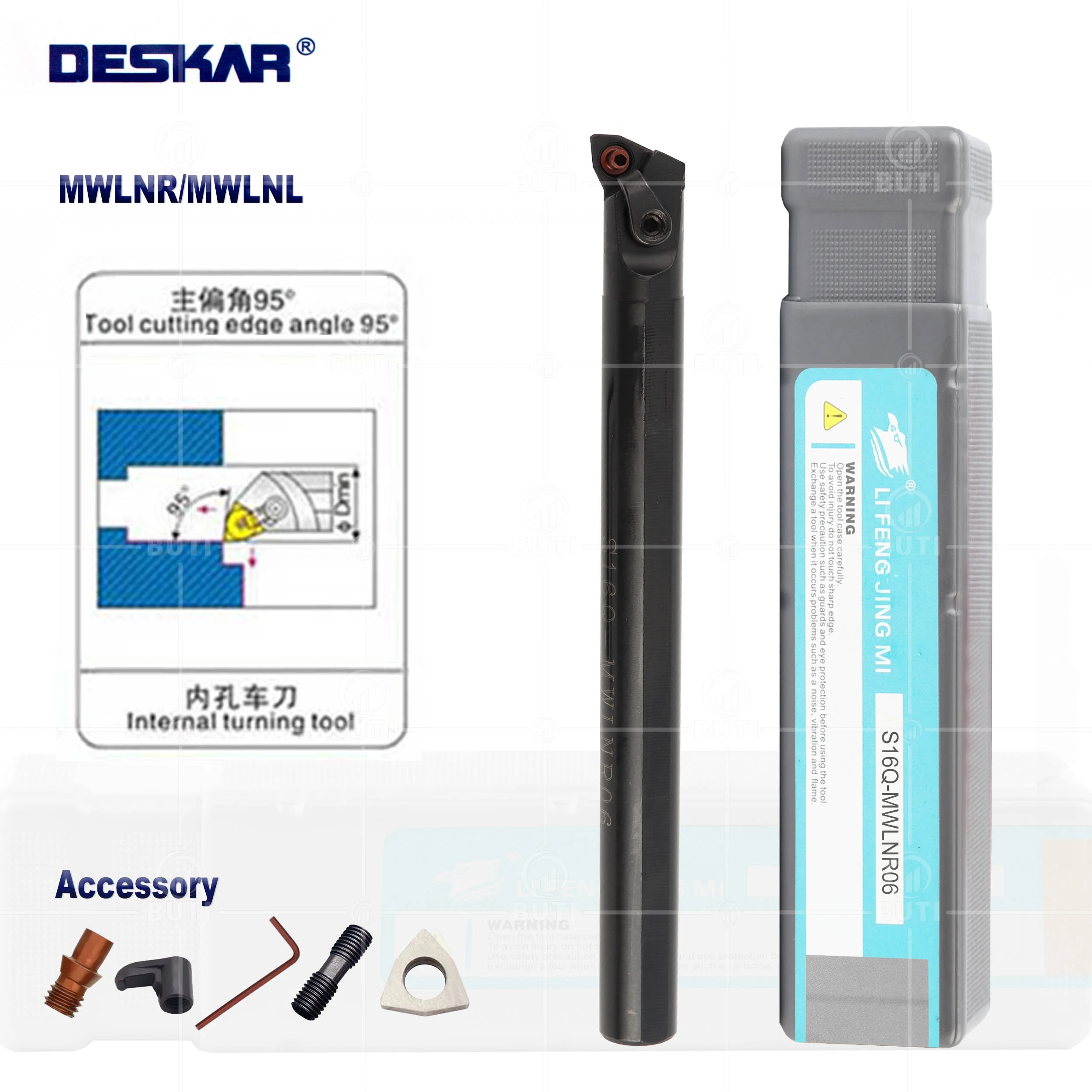 

DESKAR 100% Original S16Q-MWLNR06/08 S20R-MWLNL06/08 S25S-MWLNR08 CNC Lathe Internal Turning Tool Holder,For WNMG Carbide Insert