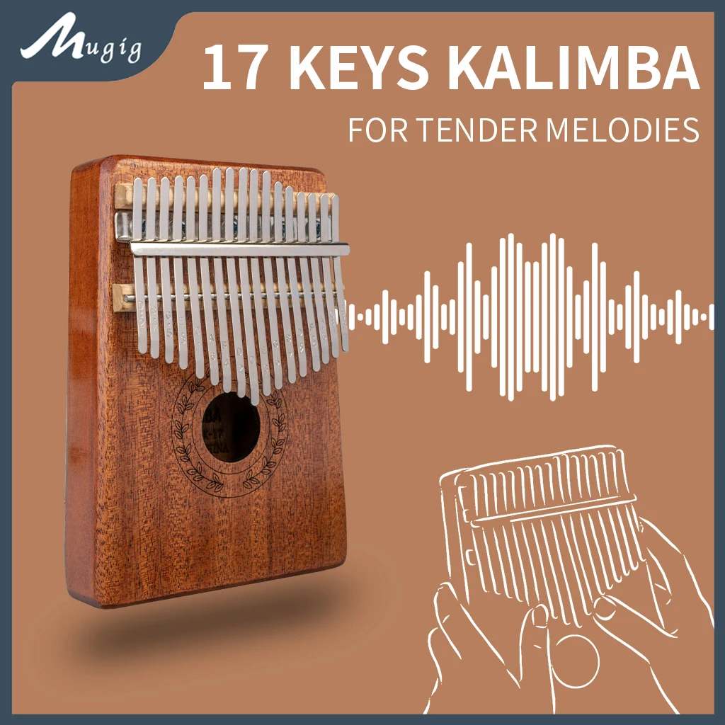 

Mugig Thumb Piano Kalimba 17-tone Finger Piano Beginner Entry Portable Instrument Kalimba Wood Color Kalimba