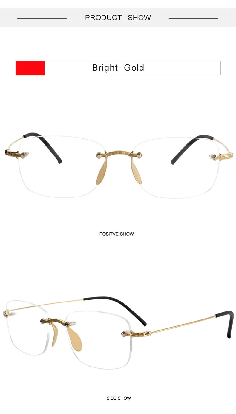 Krasivyy Men's Rimless Polygon Square Titanium Eyeglasses
