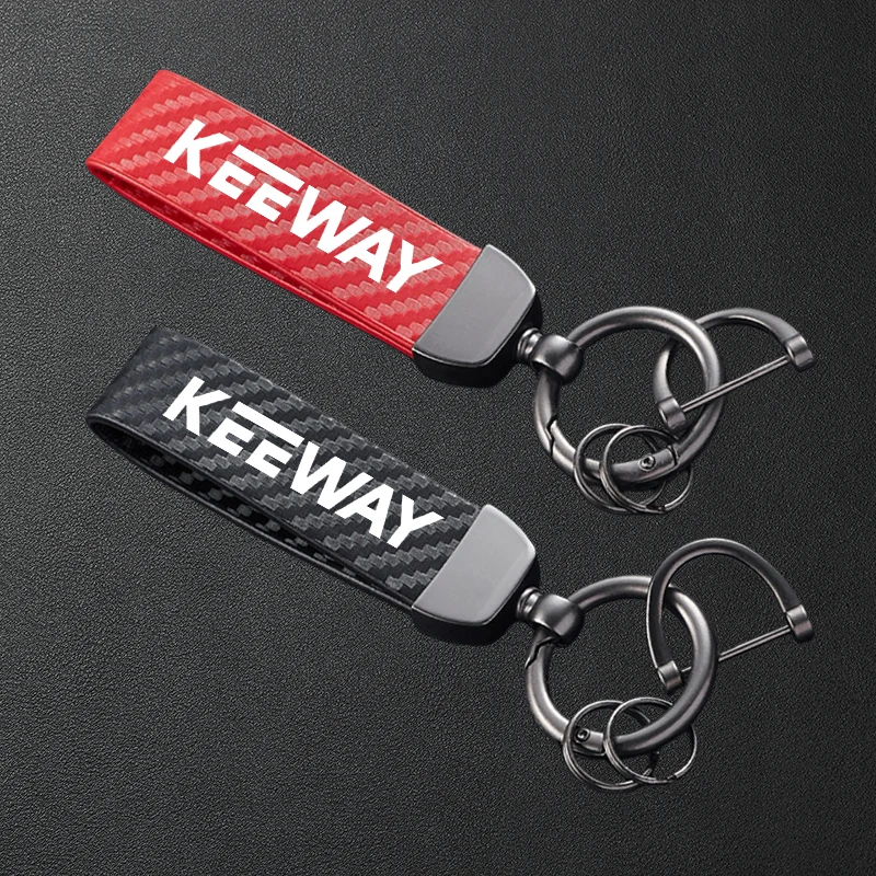 Carbon Fiber Textured Leather Motorcycle Keychain