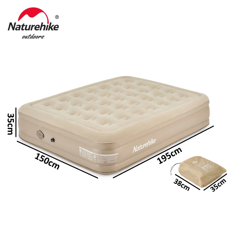 

Naturehike 2023 Air Mattress Glamping Mats PVC Inflatable Sleeping Mattress Luxury 2 Person Bed Mat Built-in Pump Thicken Mat