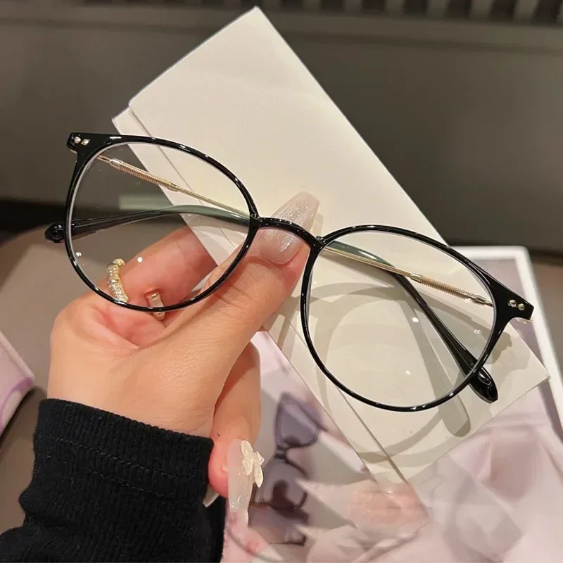 Blue Light Blocking Myopia Glasses Luxury Brand Round Eyeglasses Women Men Prescription Near Sight Glasses Diopter 0 To -4.0 4