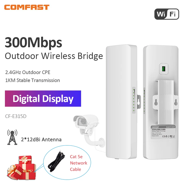 Intempéries Outdoor Cpe Wifi Extender Ponte sem Fio Ponto de Acesso Router x 12dbi Antena Wifi Nanostation 1km 2.4ghz 300mbps