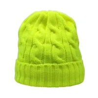 Warm Winter Skull Cap Fleece Inside Women Hats Cable Knitted Beanies Neon Yellow White Black Red Fluoresce Orange Fashion Colors 1