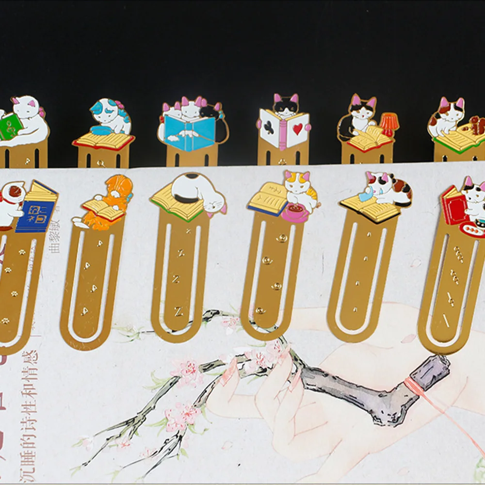 Creative Cat Bookmarks Kawaii Book Clips Kawaii Kittens Paper Clips Korean Stationery Reading Tools Teacher Gift Office Supplies