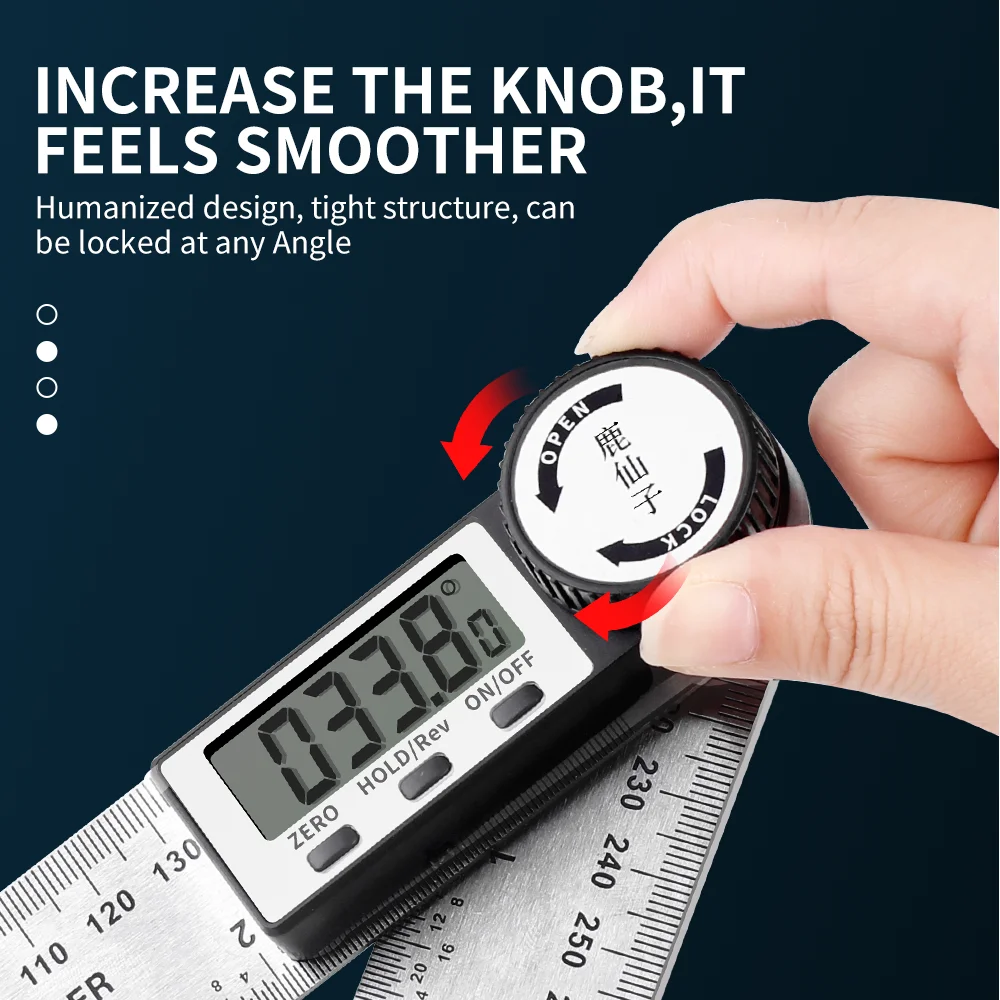 LUXIANZI Stainless Steel Digital Protractor Angle Gauge Ruler 200mm 300mm 500mm Carpenter Measurement Tool Electronic Goniometer 4