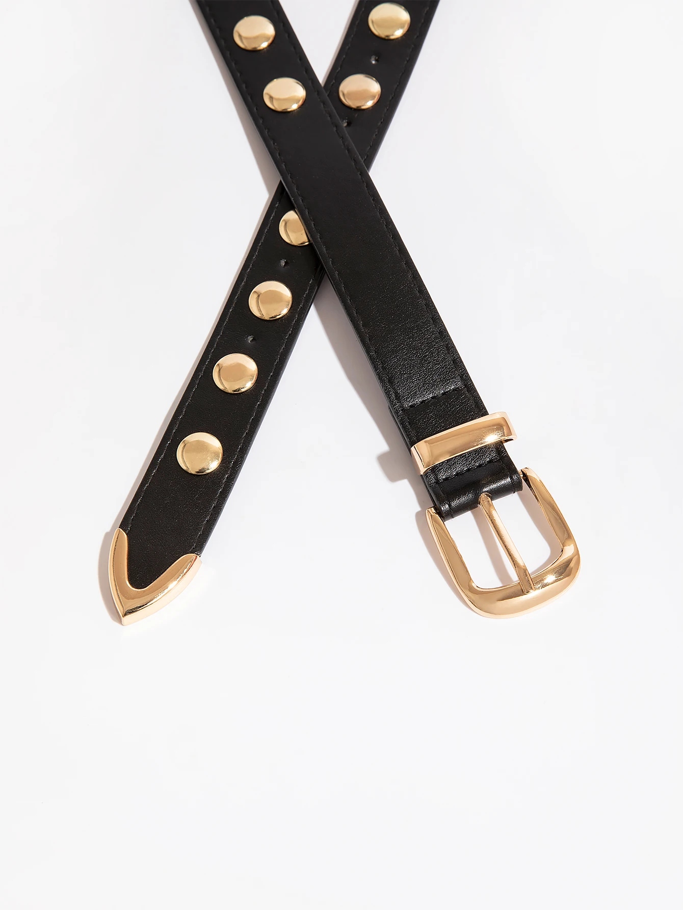Women's Gold and Silver Round Rivet Belt - Stylish Punk Y2K Accessory