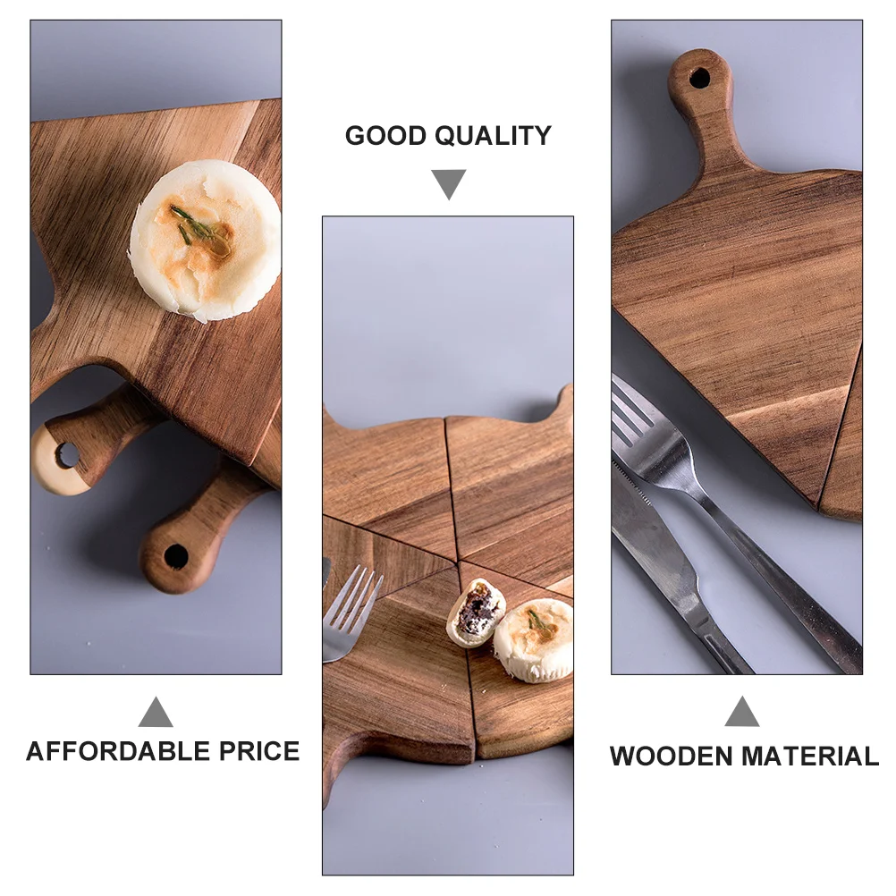 6 Pcs Set Wooden Pizza Pan Food Trays Western Coffee Table Wood Bread Tray Pizza Severing Tray Dining Bar Kitchen Tools