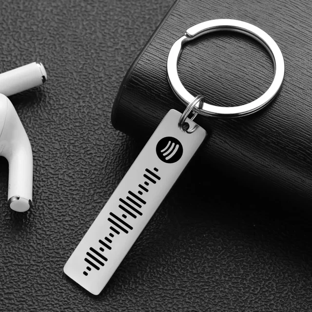 Llavero con código de Spotify personalizado, llavero con nombre grabado, canción y música, llavero de canción Scannable, soporte de cadena, regalo para pareja, P040 - Imagen 5