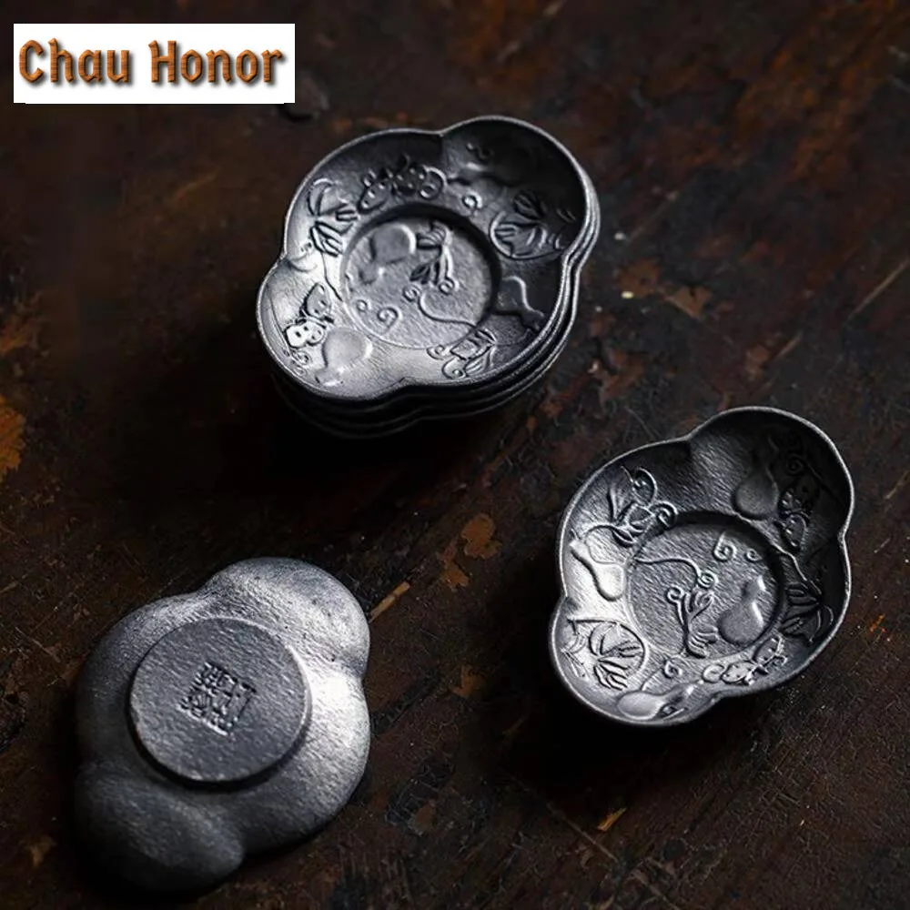 Chinese Pure Tin Old Coasters Heat Resistant Placemats for Coffee Cups Household Anti-scald Cup Pad Mat Tea Ceremony Accessories