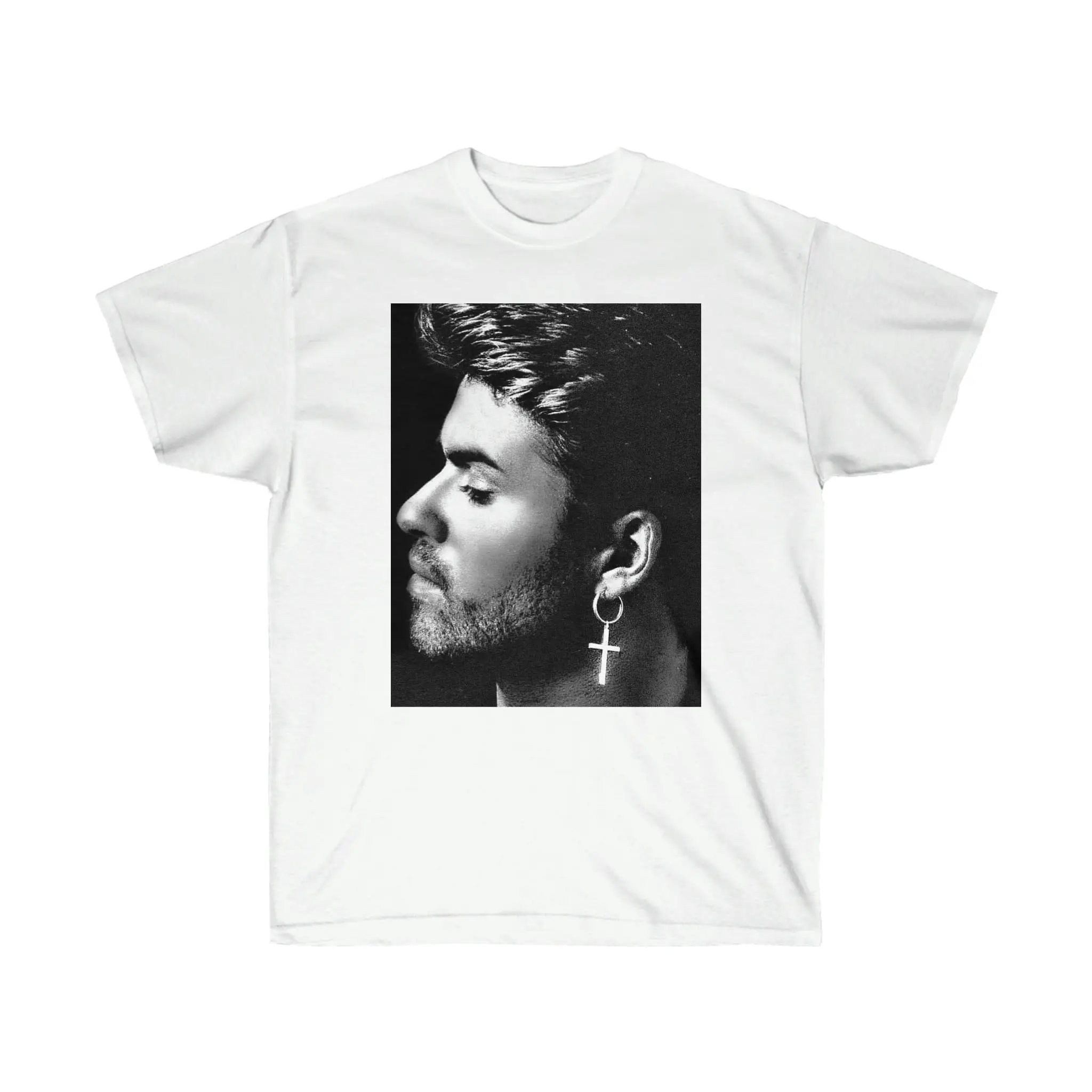 T-Shirt Unisex Ultra Cotone Con Profilo George Michael B & W