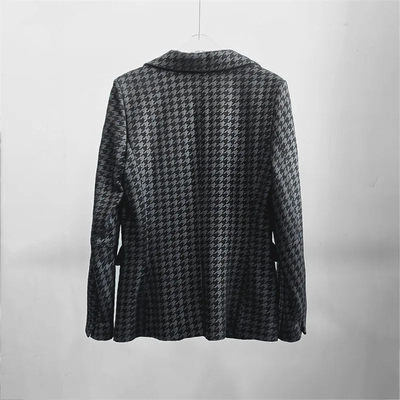 2022 Autumn Elegant OL Sheepskin Plaid Blazers Jackets Brand New Designer High Quality Genuine-leather Coat C447