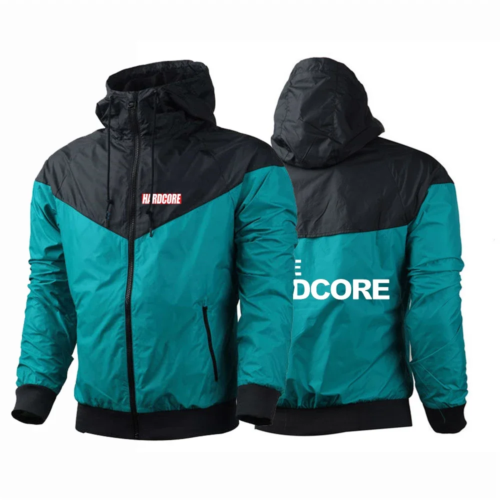 Hardcore 2024 New Men Print Five Colors Windproof Casual Hooded Windbreaker Sweatshirts Spring and Autumn Fashion Jacket