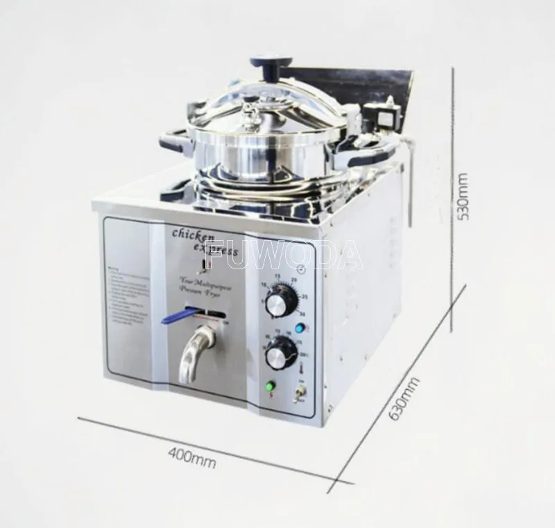 3KW/H Electric Commercial Food Chicken Deep Fryer With Thermostat Food Pressure Fryer Table Top 16L Commercial Deep