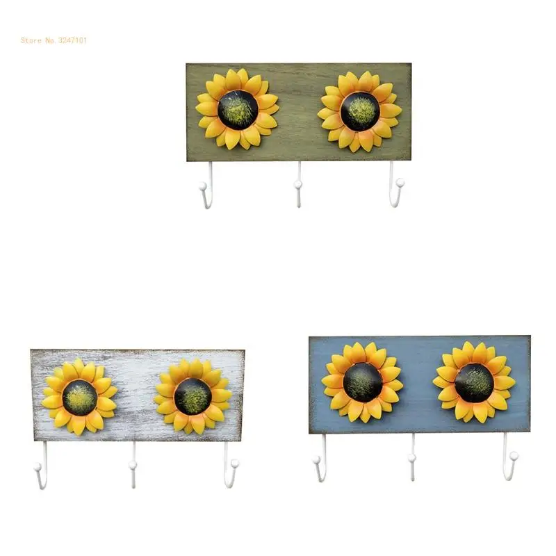 

Wooden Wall Hook Keys Aprons Towel Hanger Kitchen Wall Decor Flower Wall Holder Countryside Farmhouse Wall Dropship