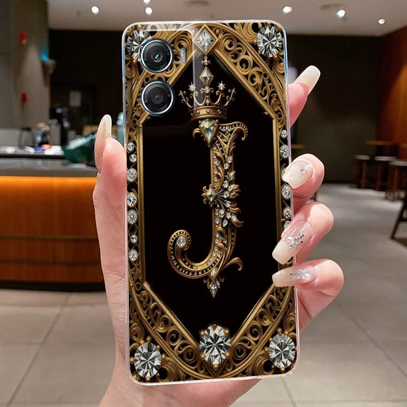 Retro Initial Letter Couple Phone Case - Transparent Soft Silicone Cover, New Fashion Design