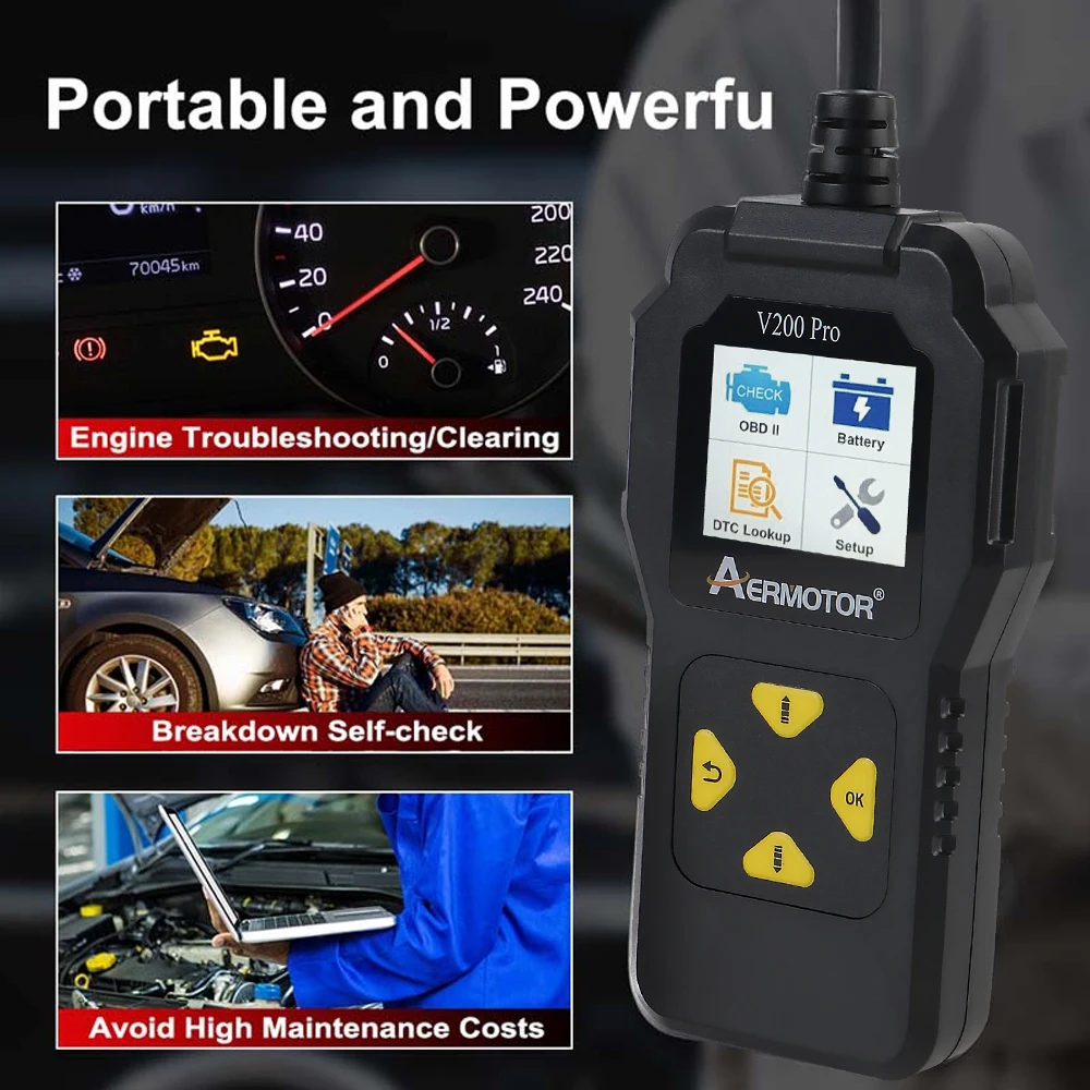 Fault Code Clear Car OBD 2 Scanner Universal OBD2 Code Reader Engine Battery O2 Sensor EVAP Tester Diagnostic Tools ​V200 Pro 3