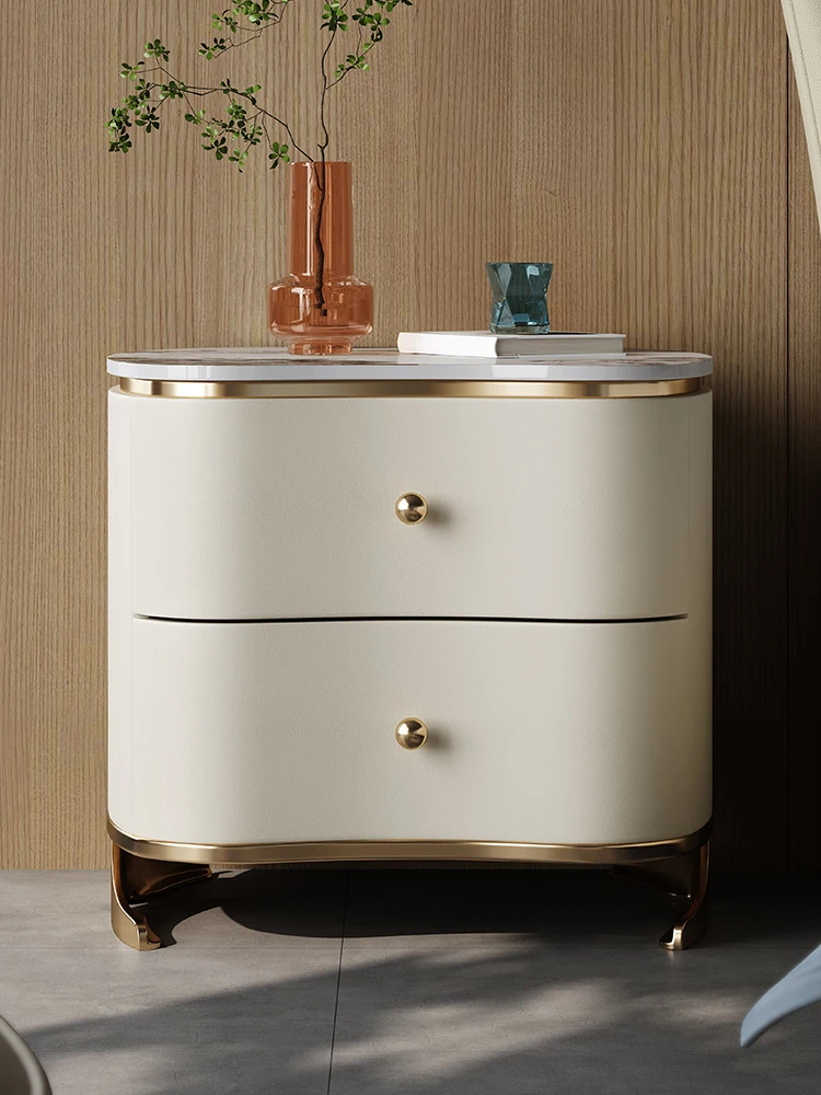 

2023 Luxury and Minimalist Rock Plate Bedside Cabinet Italian Home minimalist New Design Sense Bedside Cabinet