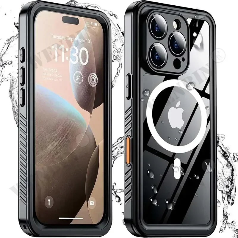 IP68 Waterproof Case For iPhone 17 16 15 Pro Max Plus Full Body Protective Cover Swim Underwater Diving Magsafe Magnetic Fundas 1