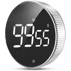 Digital Kitchen Timer with Constant Light Function - Magnetic & Quiet for Cooking, Classrooms, and More (Silver)