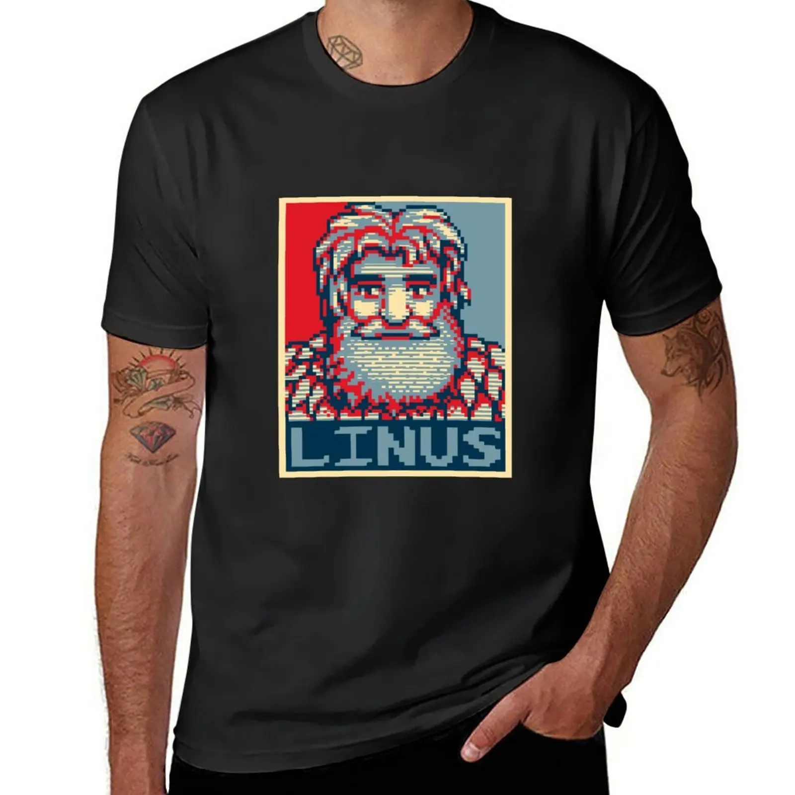 New Linus T-Shirt animal print shirt for boys black t shirts T-shirts for men cotton