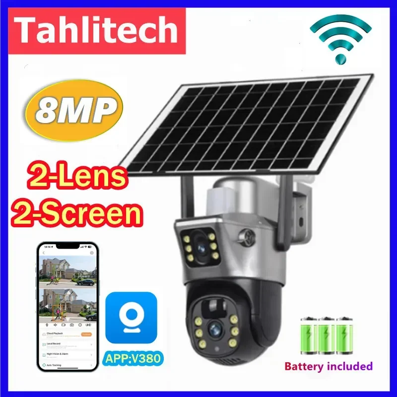 

8MP 4K WiFi Solar Camera Outdoor Wireless CCTV Surveillance Camera With Solar Panel Dual Lens PTZ IP Cam Security Protection