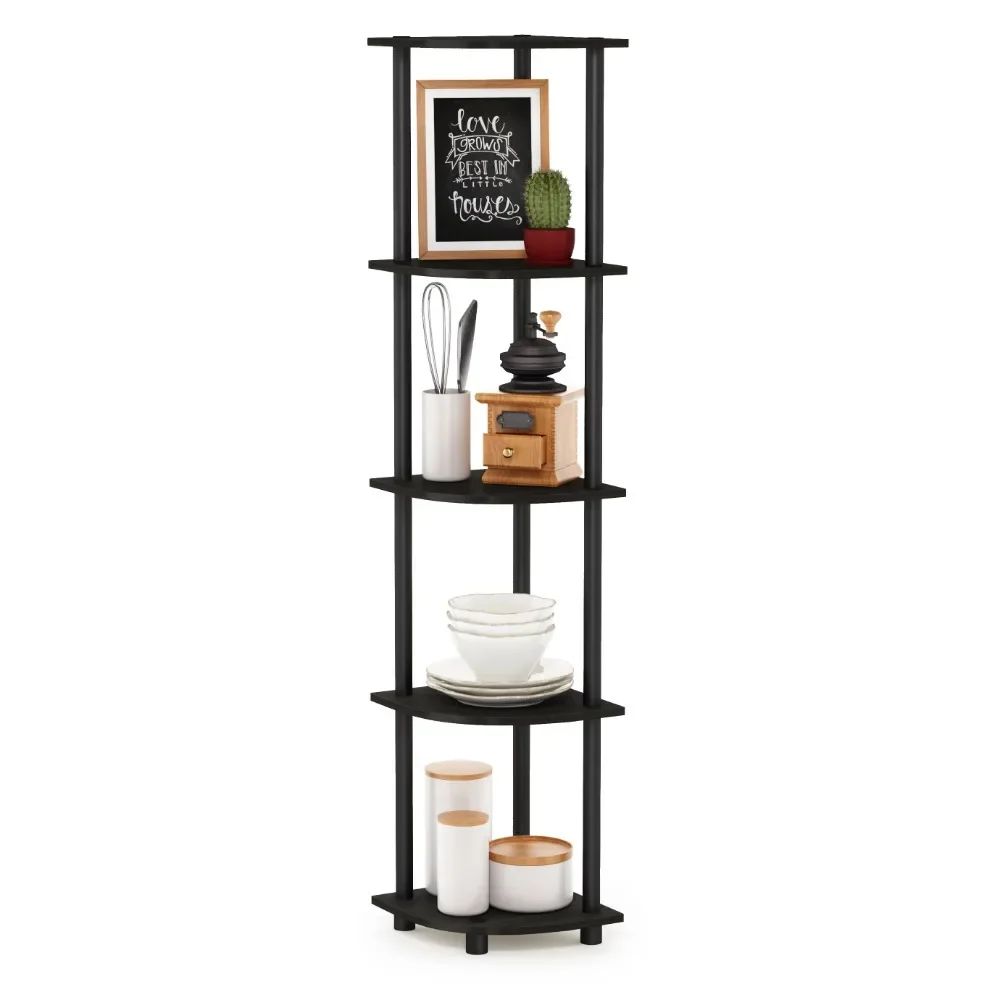 

Turn-N-Tube 5 Tier Corner Display Rack Multipurpose Shelving Unit, Espresso & Black - 57.7 x 11.6 x 11.6 in.