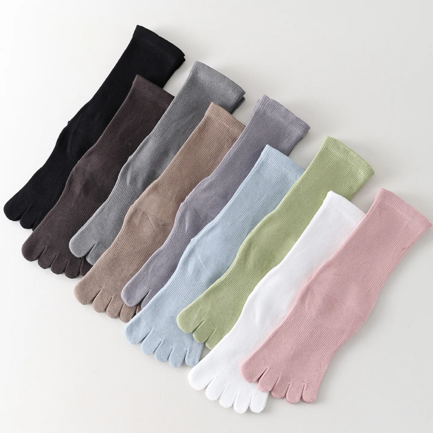 1 Paar Damen-Yoga-Socken, Bonbonfarben, Baumwolle, Silikon, rutschfest, geteilte Zehenpartie, Pilates-Socken, Outdoor, Radfahren, Fünf-Finger-Sportsocken – Detail 2