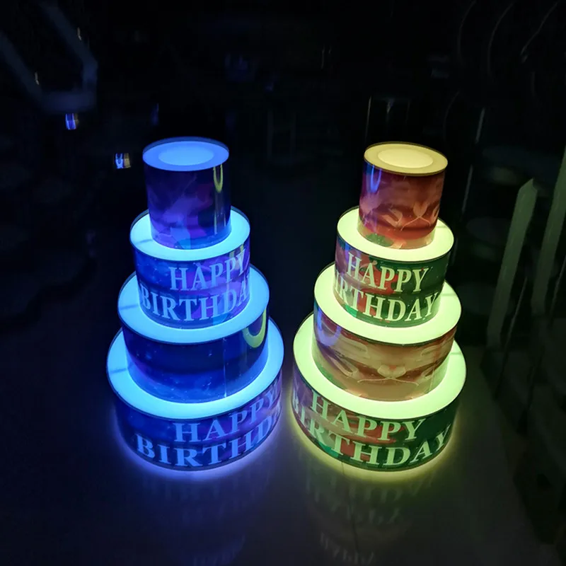 Rechargeable LED Happy Birthday Cake Bottle Presenter Wine Holder VIP For Night Club Party KTV Decor