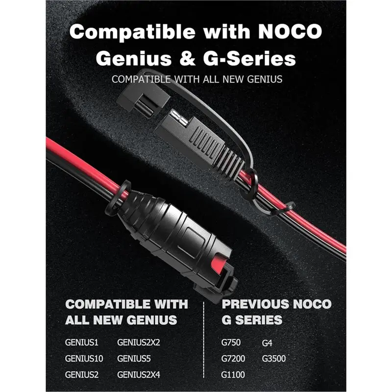 NOCO Genius 스마트 배터리 충전기용 A01F-SAE 연장 코드, 14AWG 헤비 듀티 SAE 커넥터 케이블, 20A 퓨즈 방수 플러그