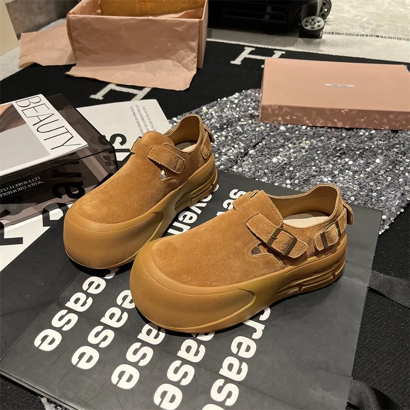 2024 Fashion Women's Shoes Buckle Strap Women's Vulcanize Shoes Fashion Round Head High Quality Belt Buckle Classic Casual Shoes 3