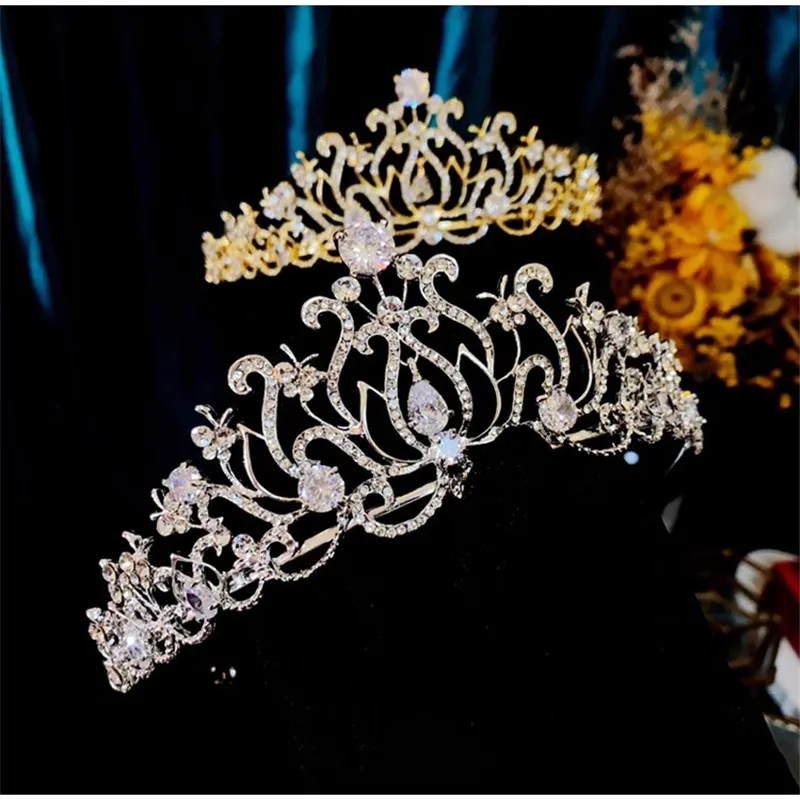 

CC Princess Crown Women Hair Accessories Bridal Headdress Engagement Jewelry Wedding Jewelry Butterfly Shape Tiaras Party FO070