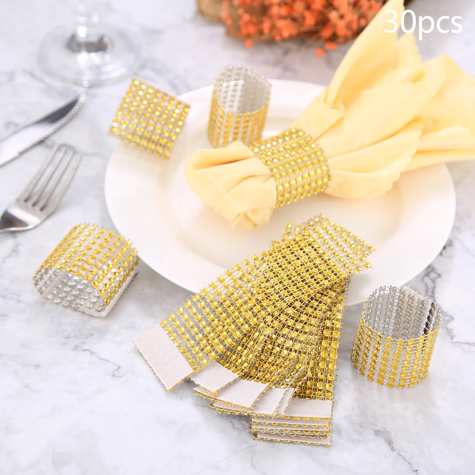 

30pcs PP Napkin Rings 6 Color Napkin Holder Ring Serviette Buckles Wedding Ceremony Dining Decor Exquisite Crafts Party Supplies
