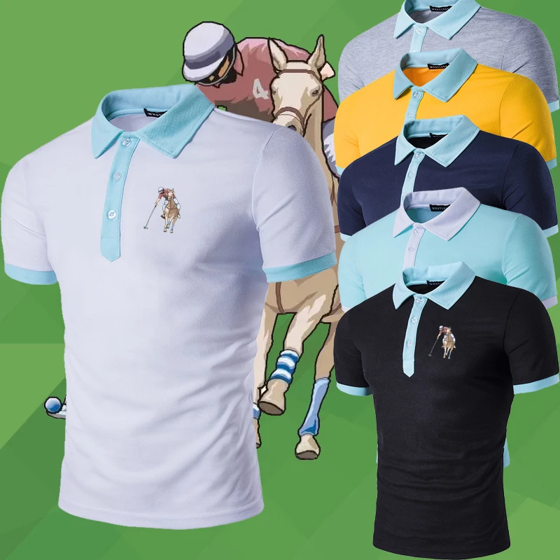 

Short Sleeve Top Color Block T-Shirt Summer New Lapel Clothes Men's Polo Shirt