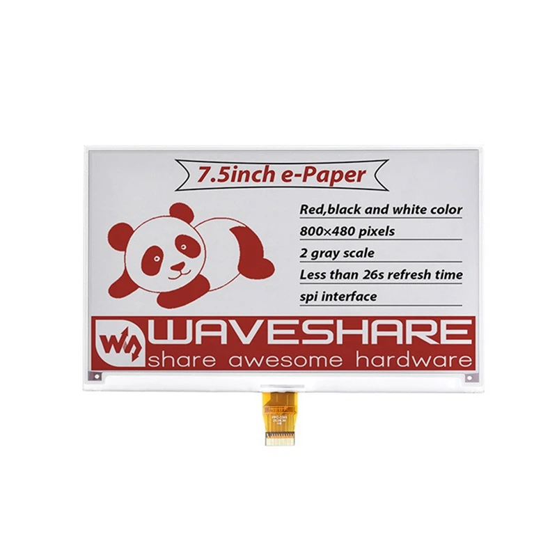 Waveshare 7.5 Inch E-Ink Display 800&times;480 Red Black White E-Paper Screen for Raspberry Pi Series Mainboard Jetson Nano RDK X3
