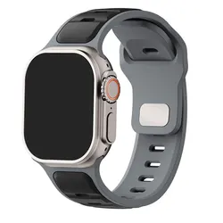 Silicone Sport Band for Apple Watch - Durable, Comfortable Loop Strap (Black Grey)