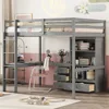 Twin Loft Bed. Full Loft Bed with Desk and Storage, Solid Wood Loft Bed with 4 Storage Drawers & 3 Shelves, High  Bed Full 1