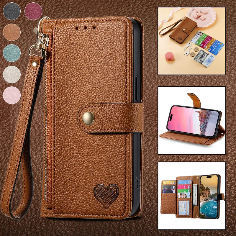 

Wrist Lanyard Flip Case Phone Cover For Xiaomi Poco C55 C51 C40 C31 F4 M5 M4 X5 X4 Note 10 Magnetic Wallet Card Phone Case