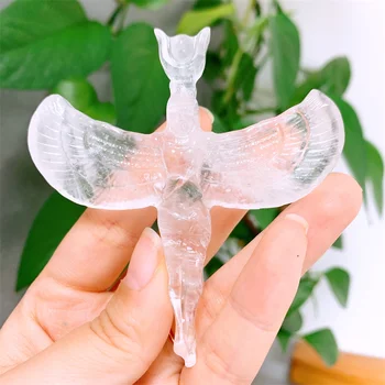 Natural Crystal Quartz Angel Goddess Statue Carved Woman Body Sculpture Jewelry Crafts Healing Home Decoration Gift 1pcs