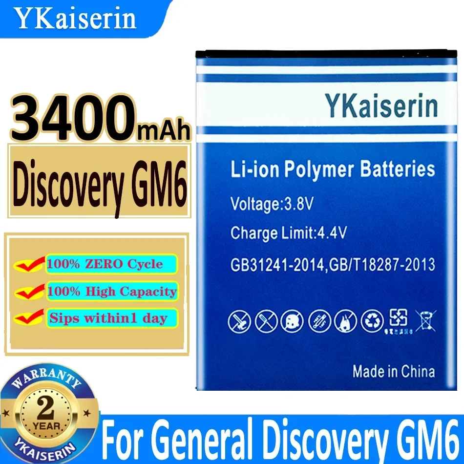 

Аккумулятор ykaisсеребрин 3400 мАч для General Discovery GM6 Mobile G004, аккумулятор большой емкости, гарантия с инструментами