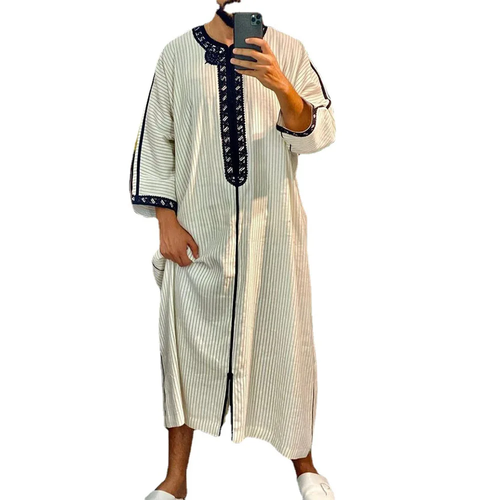 Kaftan African Ethnic Style Men's Long Embroidered Casual Muslim Robe Pakistan Caftano  Muslim  Islamic Clothing Men Muslim Sets
