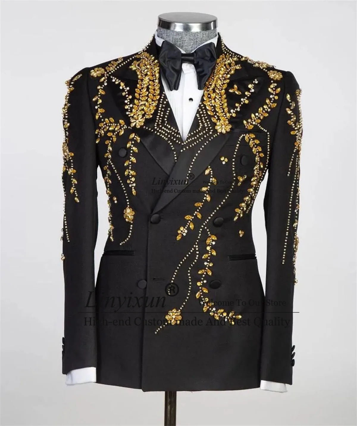 Men Luxury Beaded 2-piece Wedding Suits