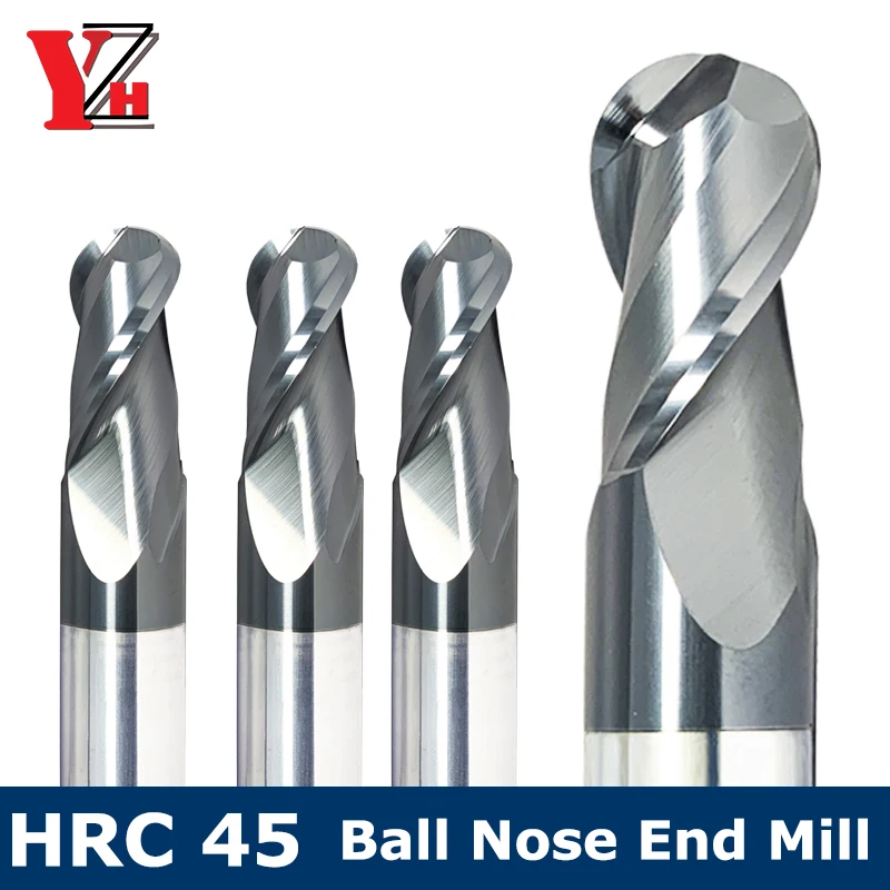 엔드 밀 HRC45 2 플루트 텅스텐 카바이드 커터 CNC 비트 R0.5 R0.75 R1 R1.25 R1.5 R1.75 R2 R3 R4 R5 R6 R7 R8 R9 R10