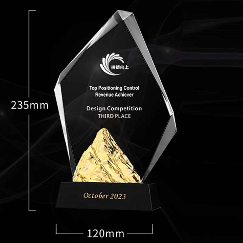 Customized Mountain Peak Crystal Trophy Creative Gold Silver Copper High-end Excellent Employee Company Annual Meeting Award 1Pc