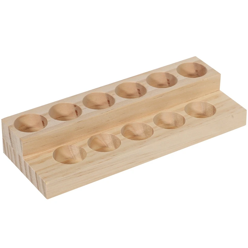 

11 Holes Wooden Essential Oil Tray Handmade Natural Wood Display Rack Demonstration Station For 5-15Ml Bottles