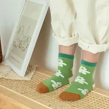 

Baby Socks Soft Cotton Thin Section Cute Cartoon Color Matcing Striped Socks Children Spring Autumn Breathable 5 PCS Set Socks