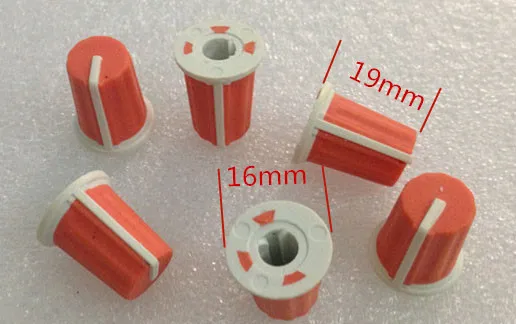 100pcs Orange Half axle potentiometer Rubber knob / indicator 90 degree / mixer / appliance / instrument adjustment knob/16*19mm