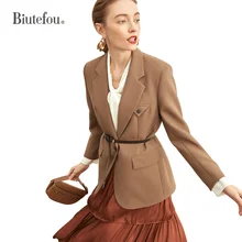 

2022 Spring and Autumn Women Original Minimalist Design Slim Blazers With Belt